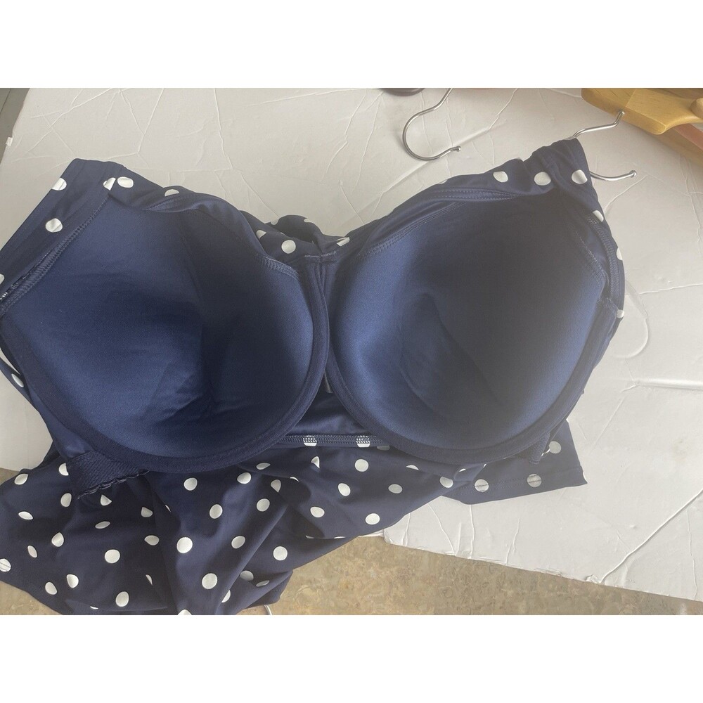 Lands End Blue White Polka Dot Underwire Bikini Swim Top Size 20W DDD Womens - Picture 13 of 13